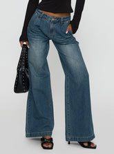 Laguardia Mid Rise Wide Leg Jeans Dark Blue Wash